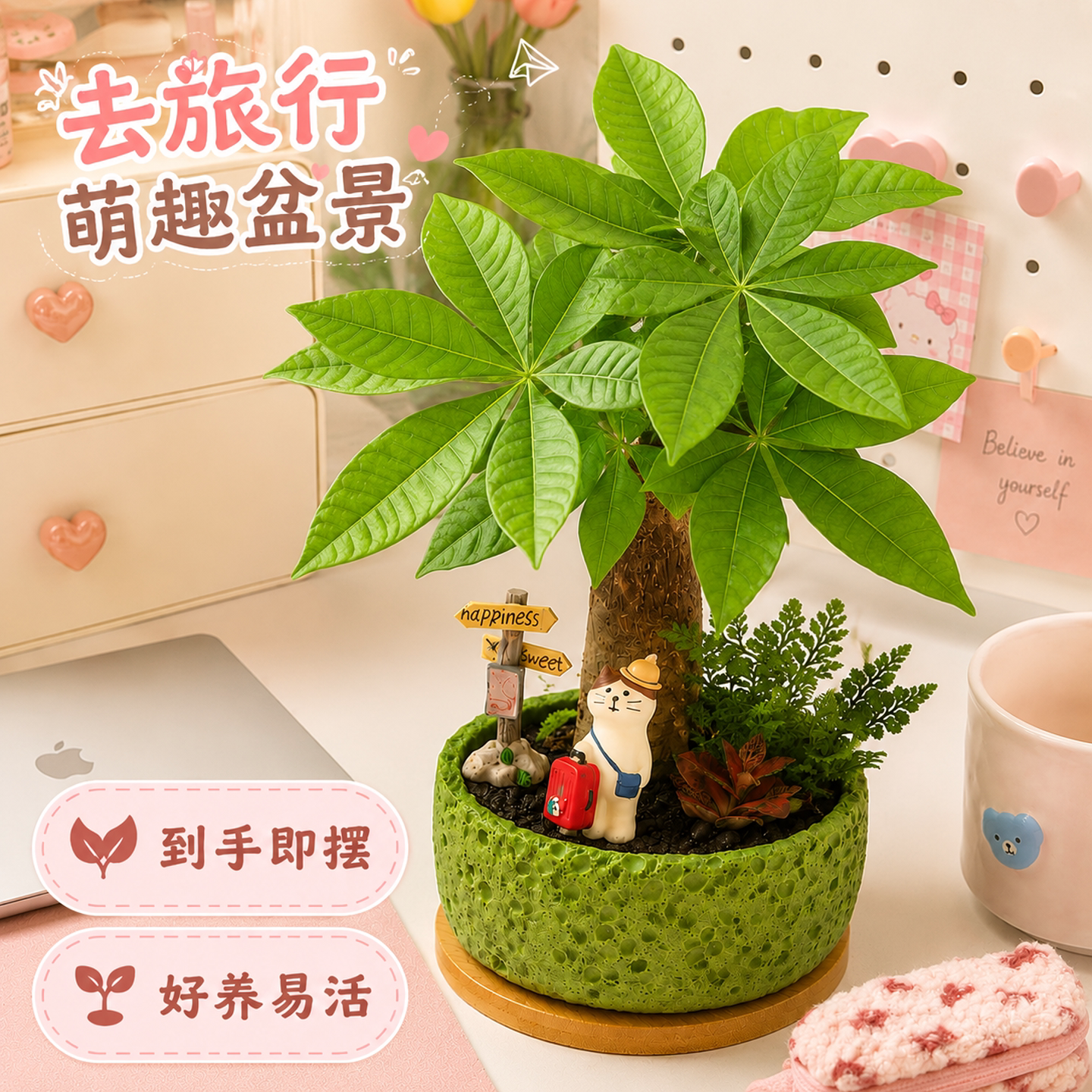 发财树盆栽工位装饰摆件图片