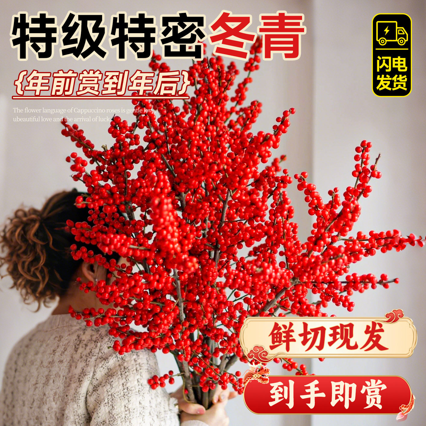北美冬青红果真花带果盆栽花卉鲜花家用插花室内好养花期超长花材,鲜花速递/花卉仿真/绿植园艺,花材,淘宝优惠券,粉丝福利购,淘宝优惠卷