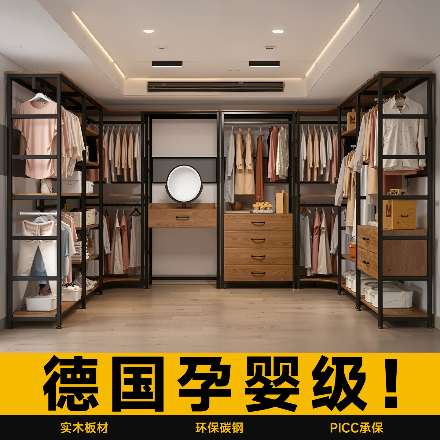 安居客步入式金属衣柜孕婴品质