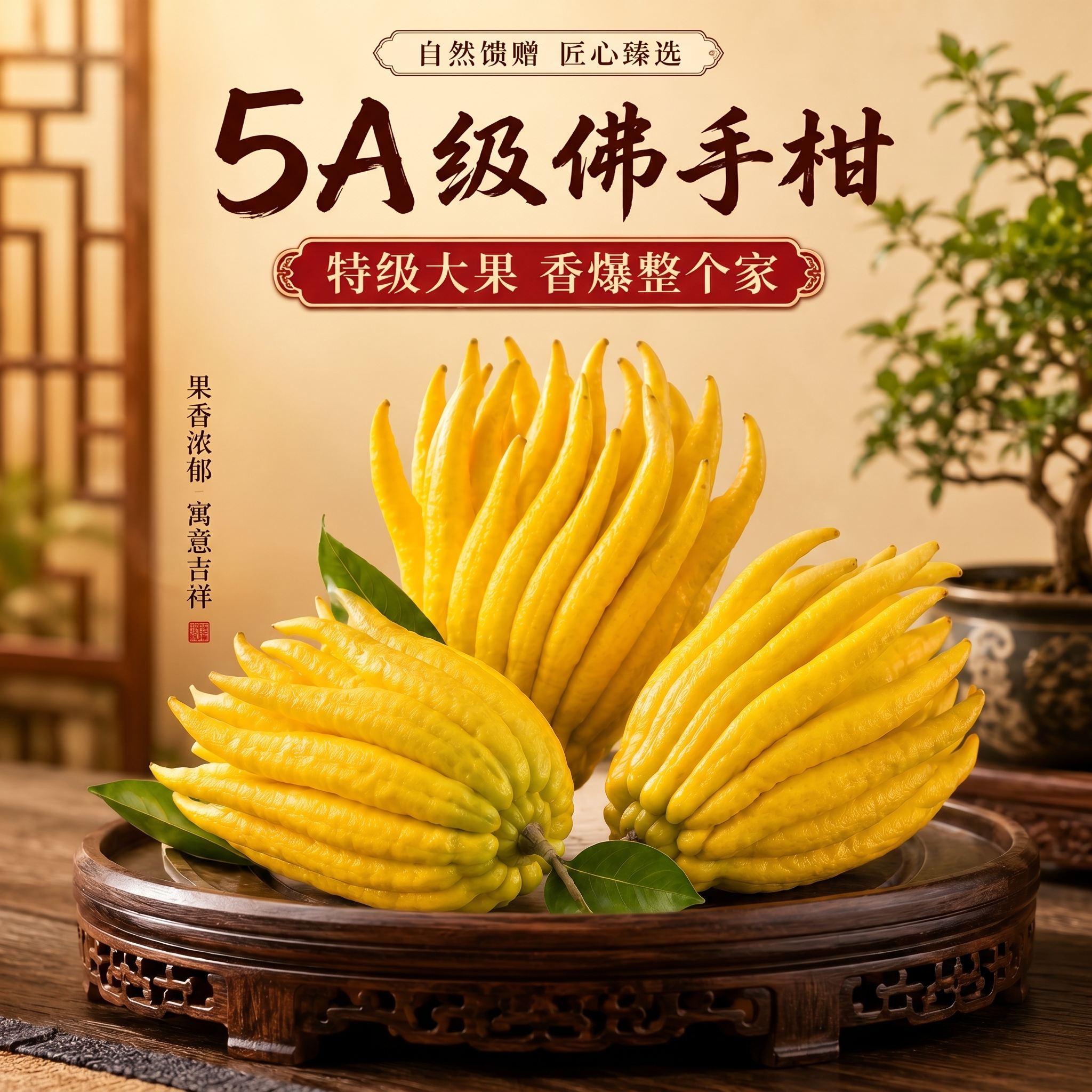 佛手柑水培植物带枝鲜果新鲜佛手瓜摆件室内水养绿植盆栽插花观赏