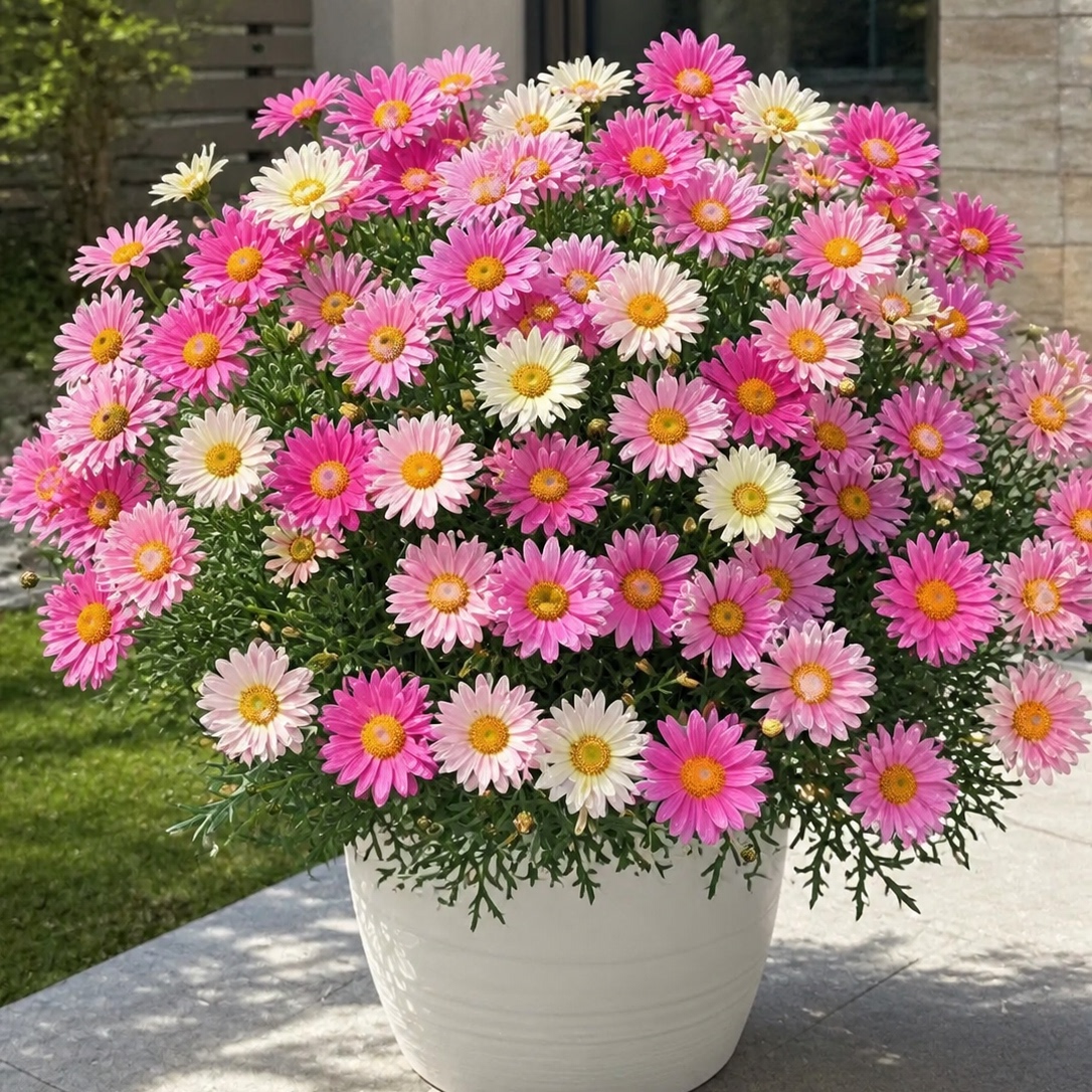 【带花发货】粉玛格丽特菊花盆栽图片