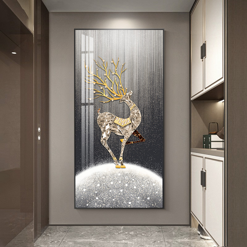 轻奢玄关大气麋鹿装饰画