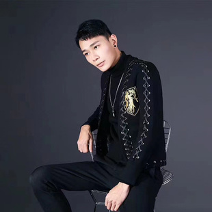 走秀短款韩版小西服明星网红男女同款修身百搭时尚个性穿绳潮外套