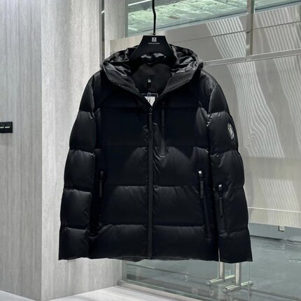 欧洲站2024冬季新品男士连帽羽绒服休闲中长款白鸭绒外套纯色上衣