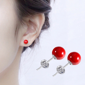 红色过年耳钉女纯银 简约小巧养耳洞2025新款 潮新年ins风耳环耳饰
