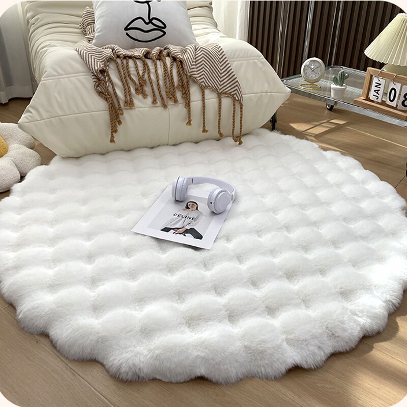 thumbnail for Creamy round carpet luxury living room, lazy single sofa, floor mat, inswind rocking chair, makeup chair, foot mat