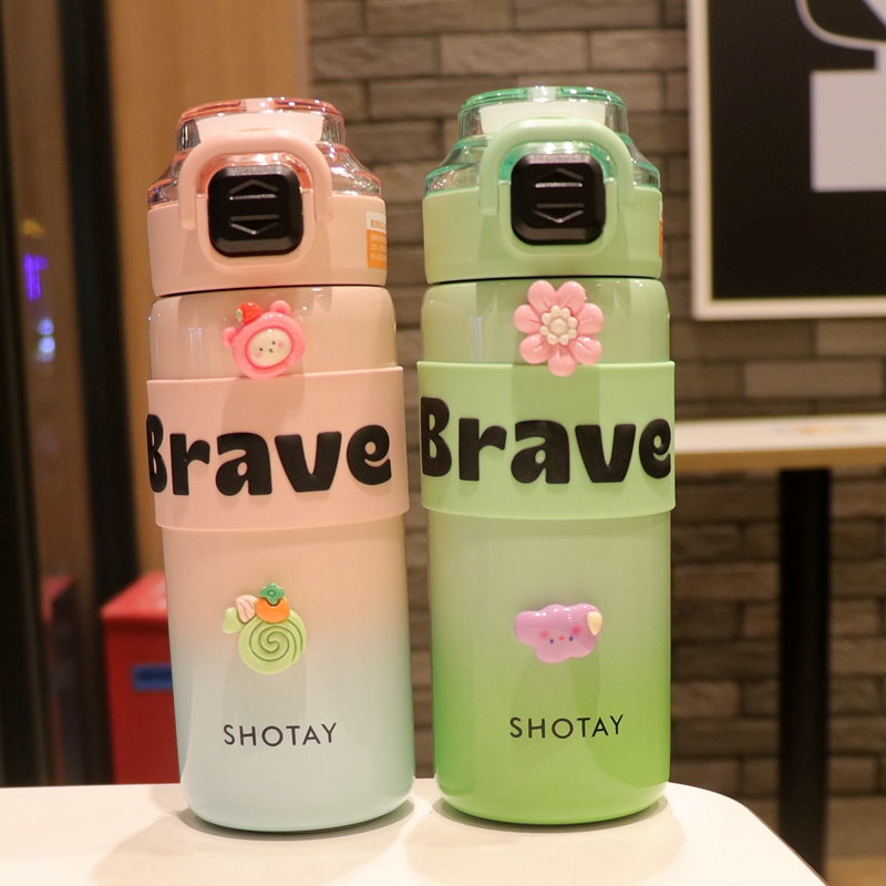 韩版316不锈钢双饮口保温吸管杯