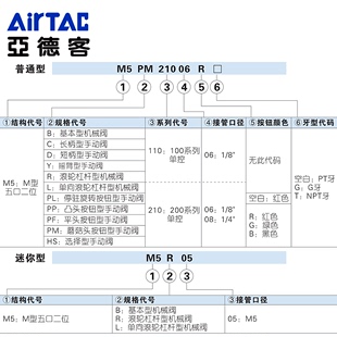 06长短柄型控制阀气动阀 亚德客机械阀摇臂M5Y M5D110 M5C 210