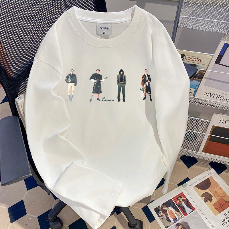 潮牌长袖T恤男女2026春季新款学生宽松纯棉百搭打底衫内搭ins上衣