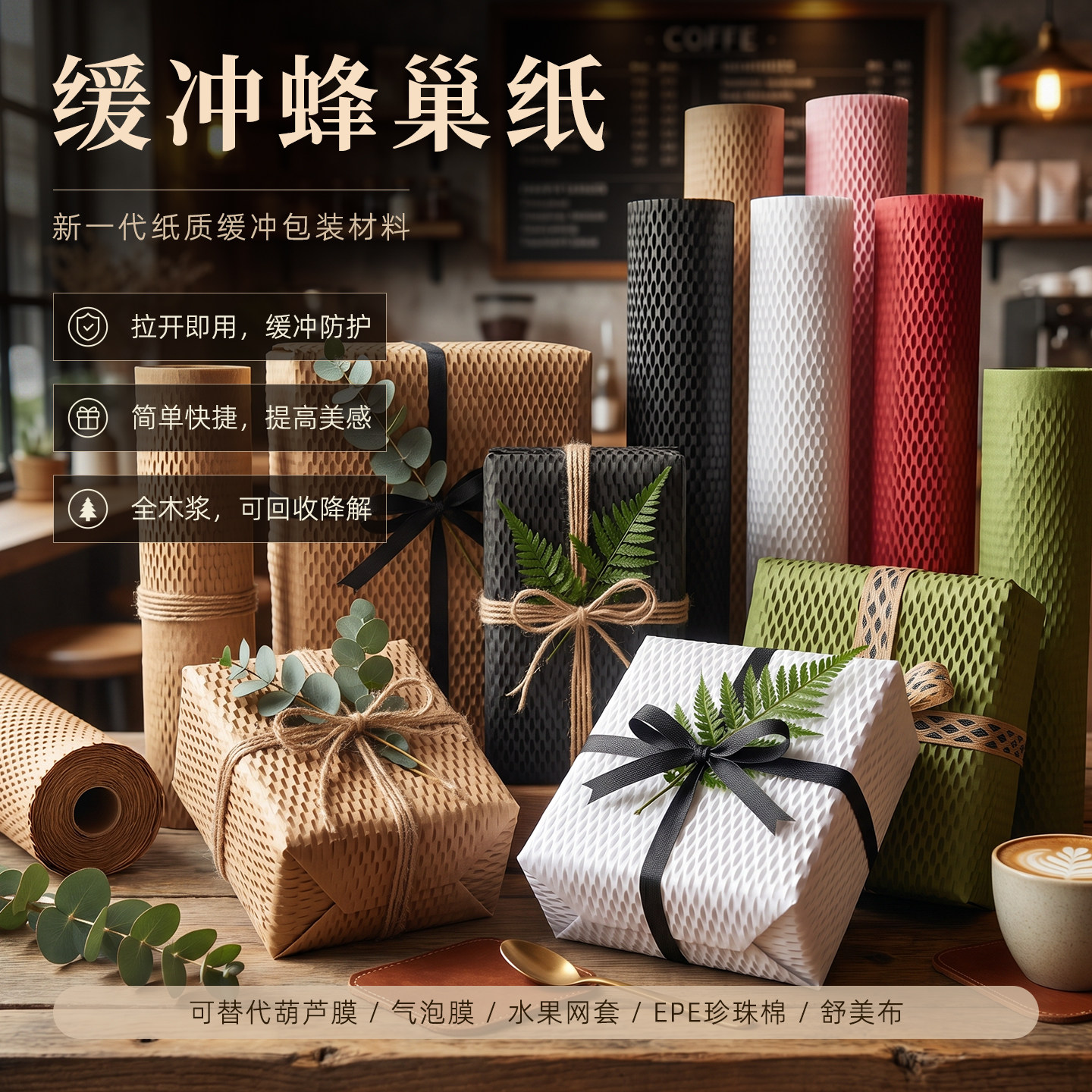 缓冲彩色蜂窝纸花束包装内衬图片
