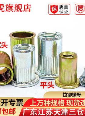 拉铆螺母镀锌平头沉头滚花拉帽母拉卯铆螺母M6M8M10M5M3M4M12包邮