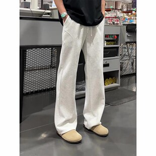 [弯刀微辣显高休闲裤]秋季弯刀卫裤垂感显瘦裤子美式斜切休闲裤