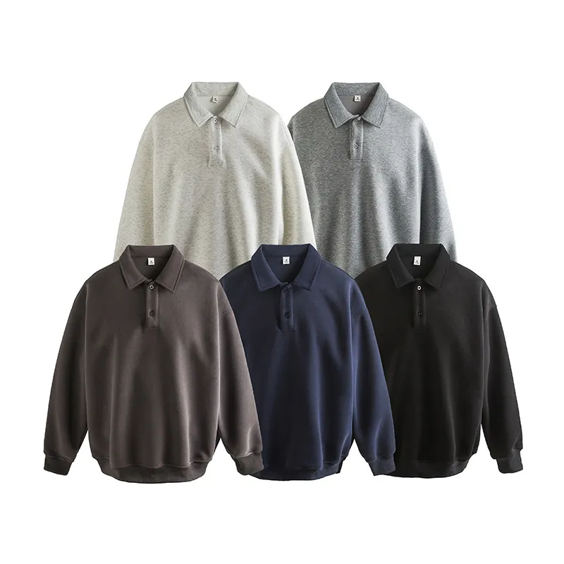 【AIRa】重磅500g秋冬美式潮流复古翻领卫衣男女百搭纯色长袖上衣