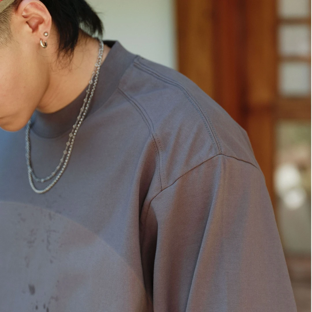 300G重磅垫肩长袖拼接休闲