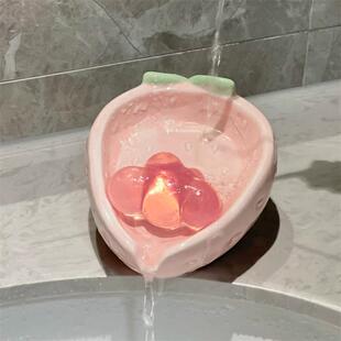草莓香皂盒卫生间沥水肥皂盒高级轻奢免打孔陶瓷肥皂碟香皂置物架
