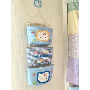 蓝色猫门后收纳挂袋宿舍挂式布艺防水壁挂式免打孔发夹杂物置物架