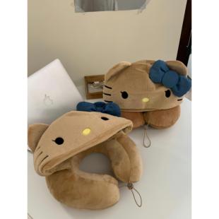 哈喽ktU型枕护颈长途旅行便携睡觉神器支撑力强记忆棉连帽u型枕