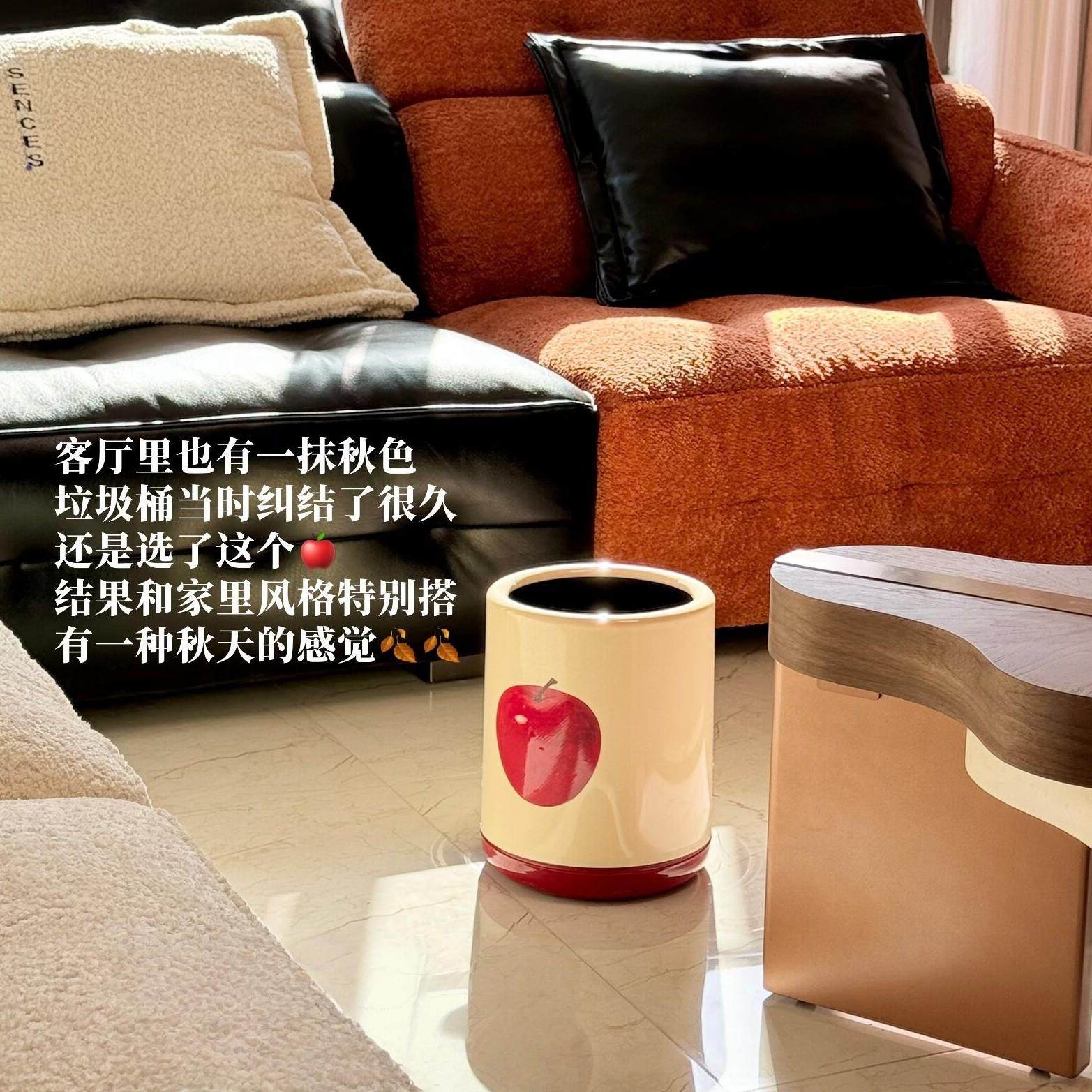 苹果高颜值家庭垃圾桶家用2025新款轻奢高档厨房卫生间大号大容量