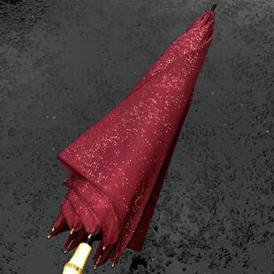 晴雨伞加大加厚加固自动大号长柄伞女生高颜值红色高级ins小众