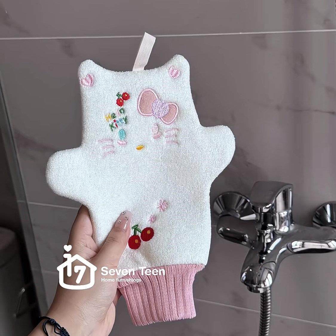 卡通小猫咪搓澡巾东北澡堂子搓澡巾女生家用新款柔软洗澡沐浴手套