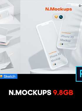 单色苹果手机平板笔记本ui界面设计贴图ps样机素材场景展示模板