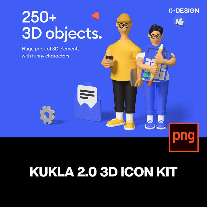 萌趣创意卡通3D立体人物文具摆件icon图标png免抠图片插画素材