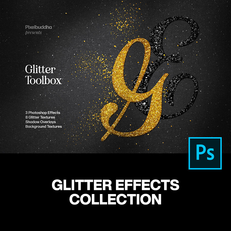 3款闪粉金葱粉金粉金属颗粒碎玻璃闪光特效ps样机素材展示效果图