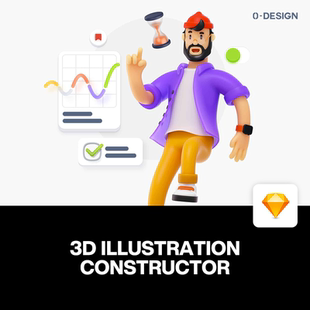 趣味潮流创意卡通3D三维立体电商购物人物插图插画设计素材源文件