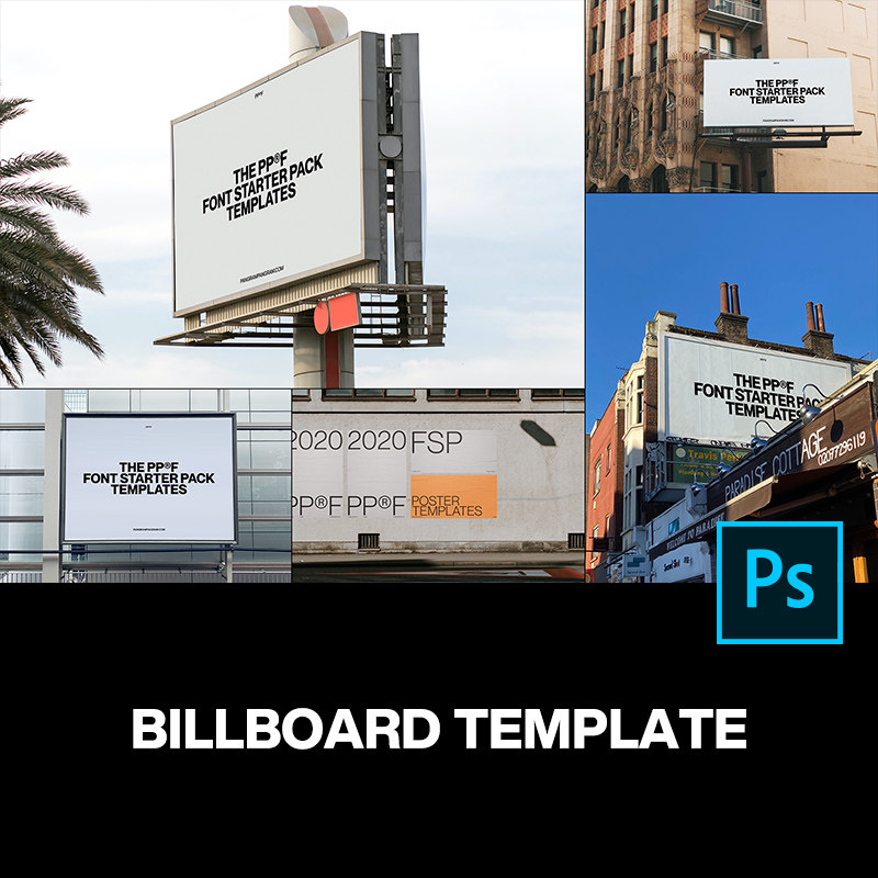 5款户外巨幅高炮广告牌海报设计作品贴图ps样机素材展示效果图