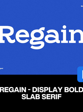 Regain复古时尚粗体字广告海报画册杂志封面标题标语衬线英文字体