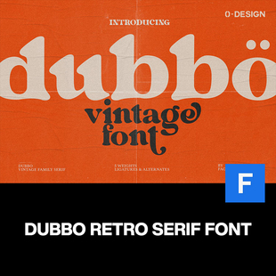 Dubbo潮流时尚美式复古咖啡海报杂志排版标题装饰衬线英文字体