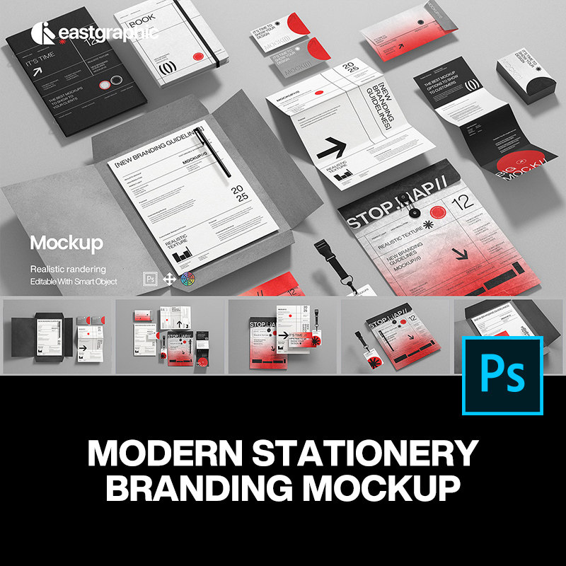 10款信封文具名片企业形象品牌VI应用设计作品展示效果图ps样机