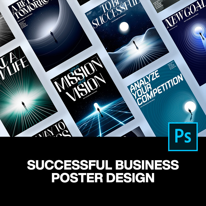 20款未来科幻抽象超现实主义商业职场创意海报设计ps分层设计素材