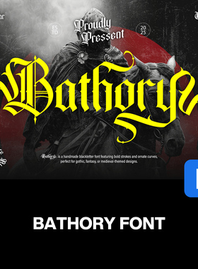 Bathory神秘暗黑哥特朋克金属乐队海报纹身刺青装饰艺术英文字体