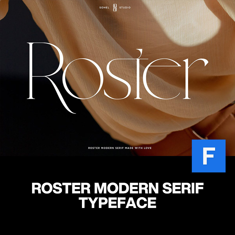 roster现代优雅化妆品美妆品牌logo海报杂志婚礼请柬标题英文字体