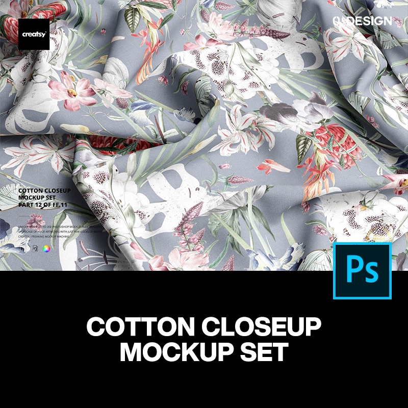 全棉褶皱床单被套面料布料印花图案设计贴图ps样机素材展示效果