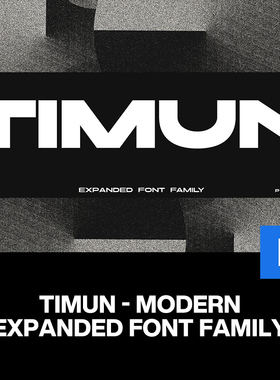 9字重Timun未来主义时尚简约海报画册封面标题无衬线英文字体家族