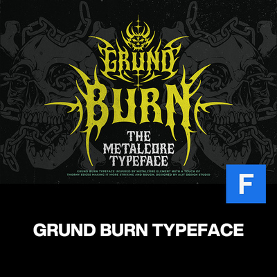 Grund Burn暗黑重金属朋克摇滚地下音乐海报服装标题装饰英文字体