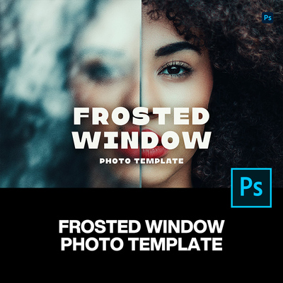 质感真实半透明反射光影磨砂玻璃图像照片海报滤镜ps样机特效模板