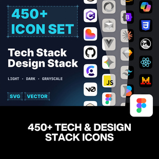 450款前端框架设计软件协作工具云服务商标logo图标矢量素材合集