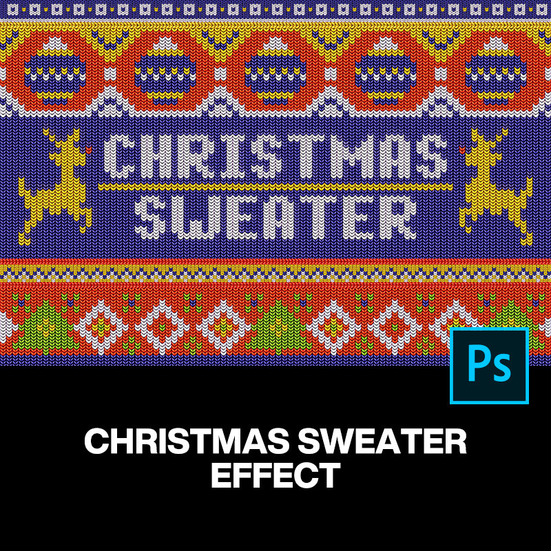 冬季圣诞节针织毛衣图像插画复古编织肌理纹理滤镜ps样机特效模板
