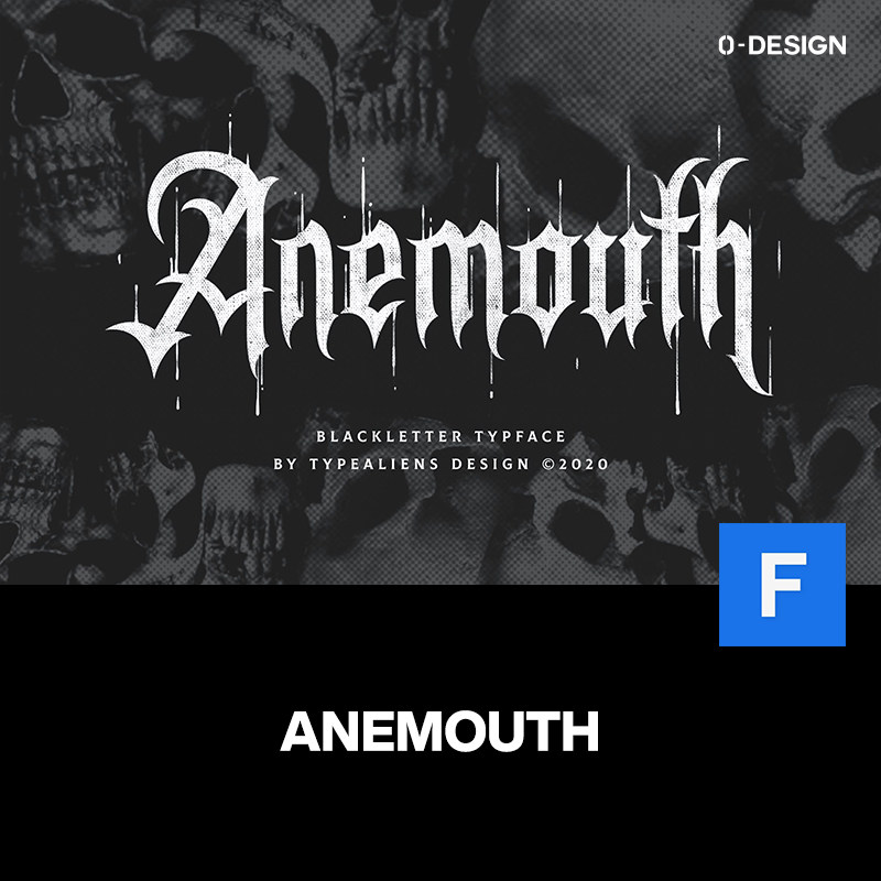 anemouth暗黑哥特金属朋克街头摇滚嘻哈logo海报插画标题英文字体