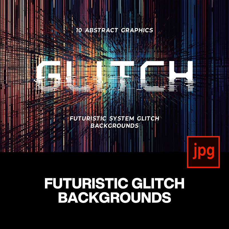 10款未来科幻故障风渐变声波频率抽象数码海报背景底纹图片素材