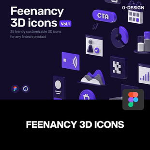 创意3D三维立体金融数据图表总结汇报icon拟物图标设计素材源文件