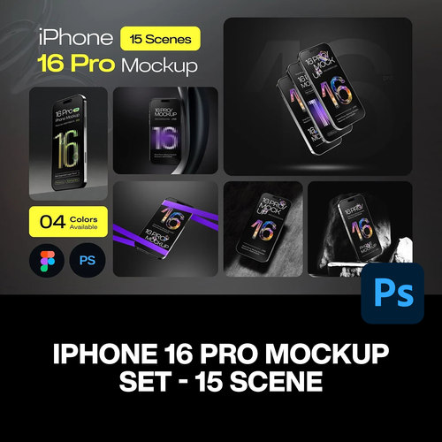 15款极简工业风iPhone 16手机App应用UI设计作品展示效果图PS样机