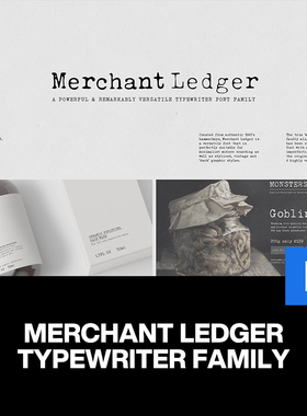 Merchant Ledger复古文艺轻奢打字机特效logo邀请函标题英文字体