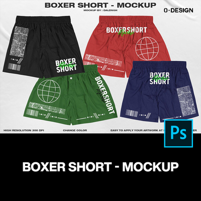 潮牌搏击运动休闲拳击短裤印花图案设计贴图ps样机素材展示模板