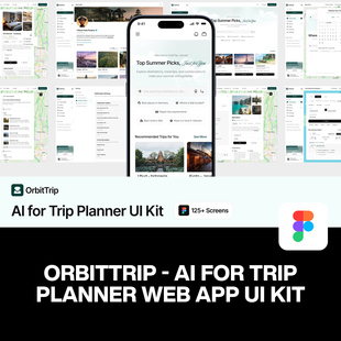 120屏AI人工智能个性化旅游酒店行程路线规划UI用户界面设计模板