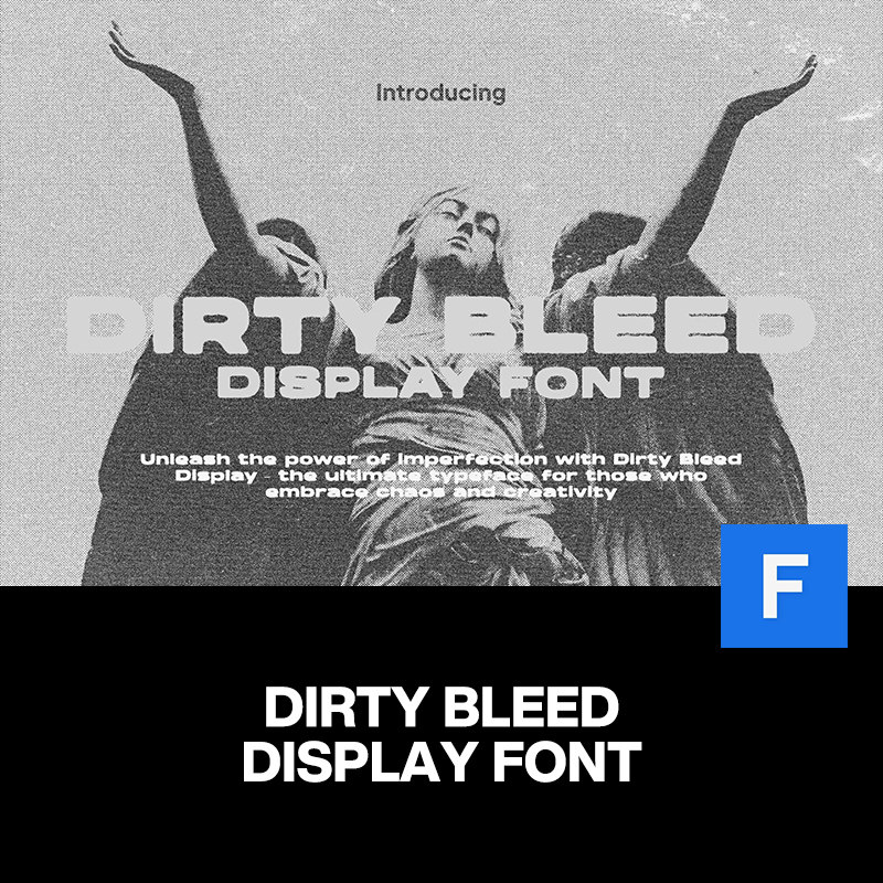 Dirty Bleed潮流复古印染渗色摇滚朋克海报封面标题粗体英文字体