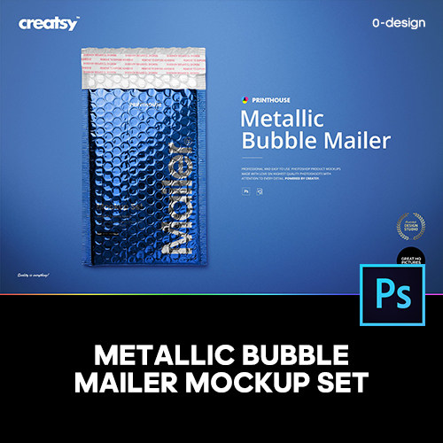 铝箔防震气泡膜信封打包袋包装设计贴图ps样机素材展示效果模板